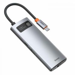   Baseus Metal Gleam Széria 6 az 1-ben  Hub USB-C, 3x USB 3.0 + HDMI + USB-C PD + Ethernet RJ45, szürke