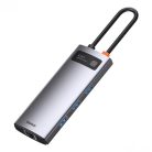 Baseus Metal Gleam Széria 6 az 1-ben  Hub USB-C, 3x USB 3.0 + HDMI + USB-C PD + Ethernet RJ45, szürke