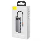 Baseus Metal Gleam Széria 6 az 1-ben  Hub USB-C, 3x USB 3.0 + HDMI + USB-C PD + Ethernet RJ45, szürke
