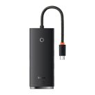 Baseus Lite Series Hub 4 az 1-ben adapter USB-C 4x USB 3.0 + USB-C 25cm fekete