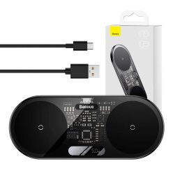   Baseus Digital LED Display kettős Qi vezeték nélküli töltő 20W (WXSX010101)